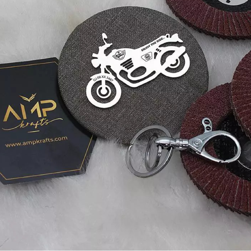 Personalized Royal Enfield Hunter 350 2021 keychain with name engraving