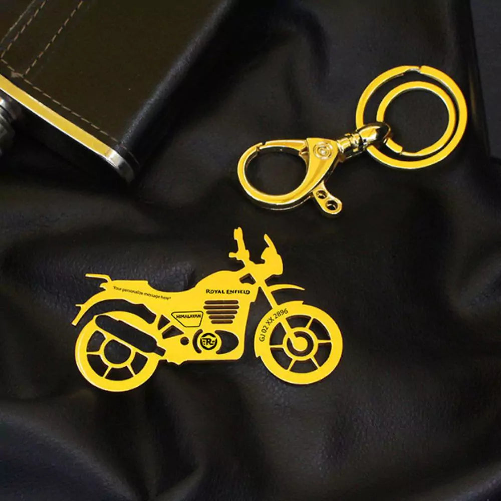 Personalized Royal Enfield Scram 411 keychain with name engraving