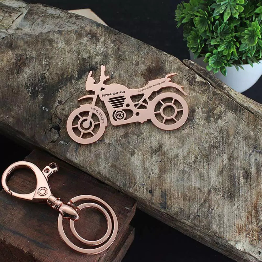Thoughtful gift for motorcycle lovers, Royal Enfield Himalayan personalized keychain for birthdays and anniversaries