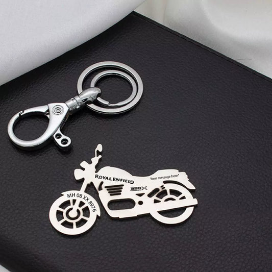 Personalized Royal Enfield Thunderbird 350X keychain with name engraving