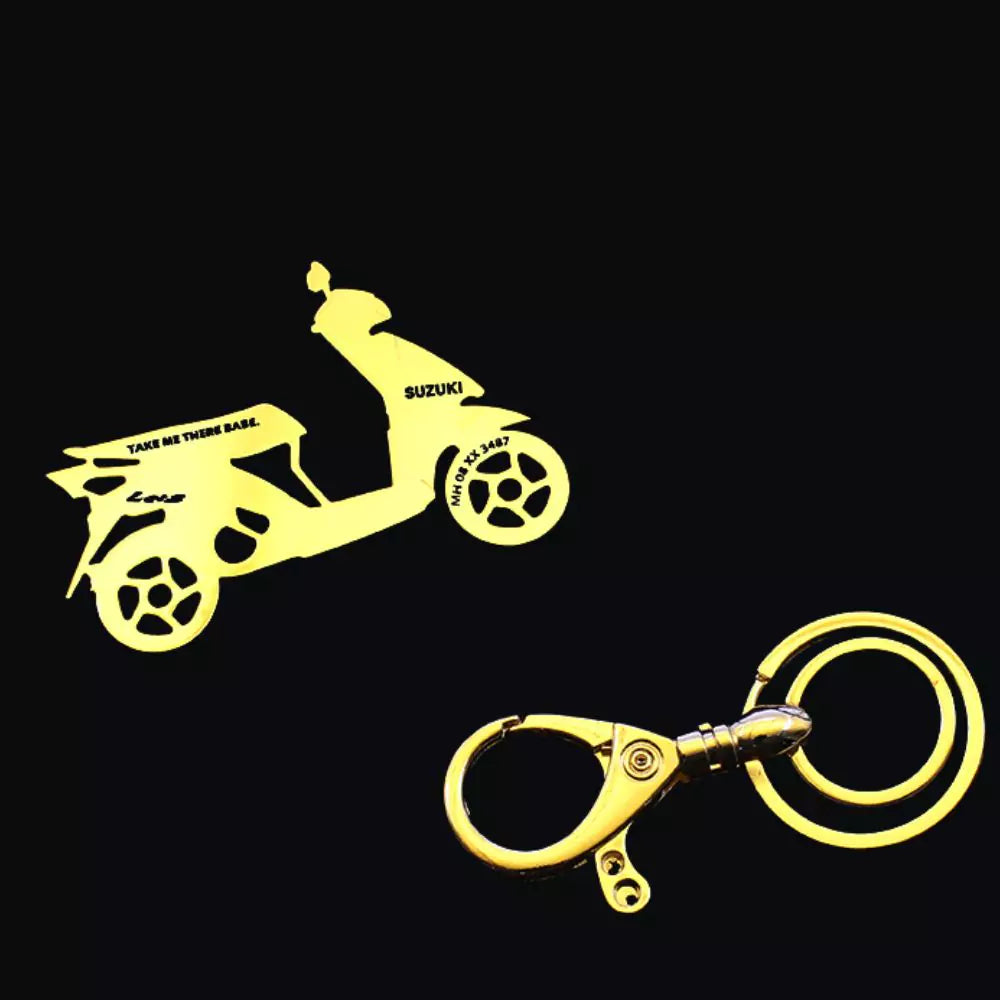 Premium metal keychain designed for Suzuki Let’s scooter