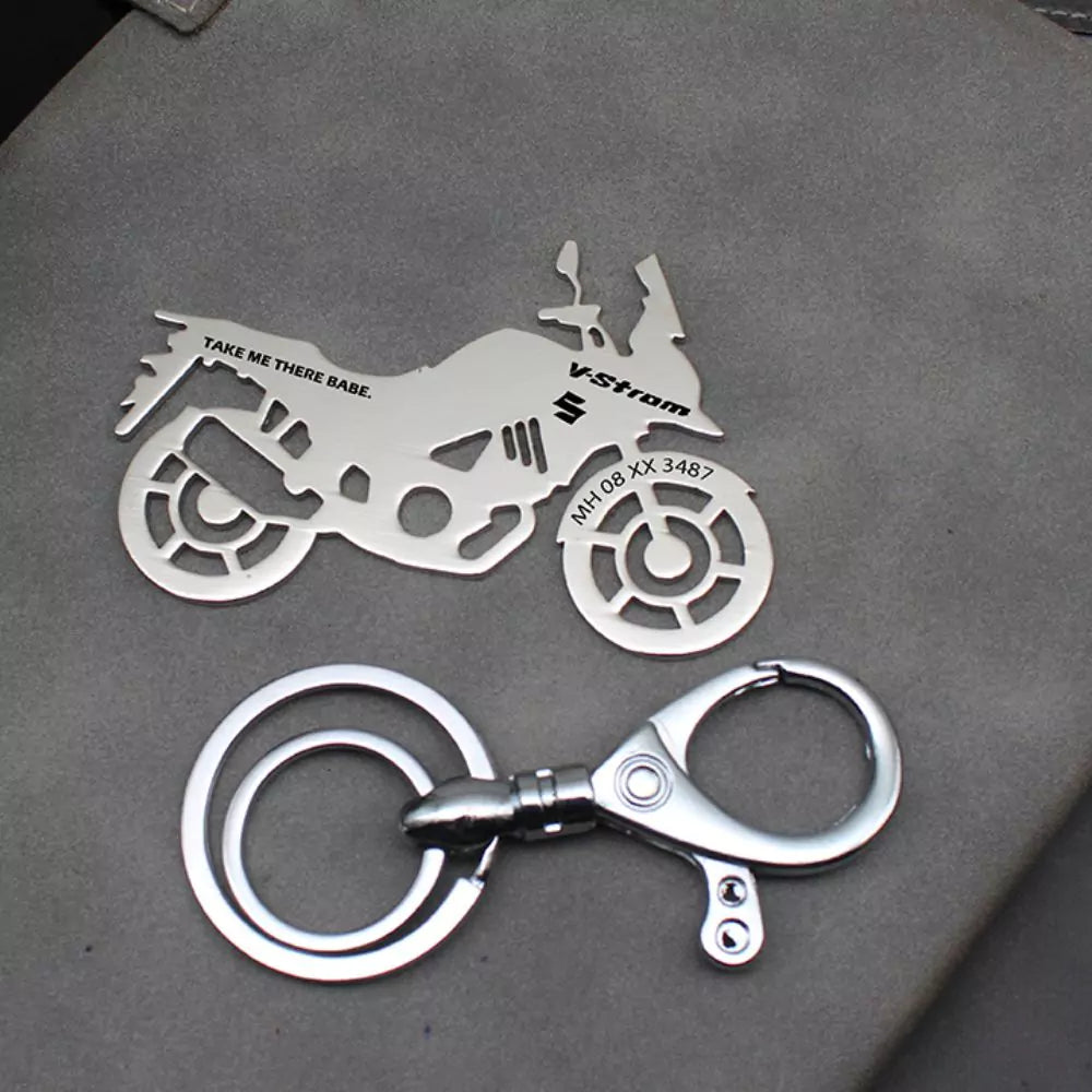 Personalized Suzuki V-Strom 2020 keychain with custom name engraving