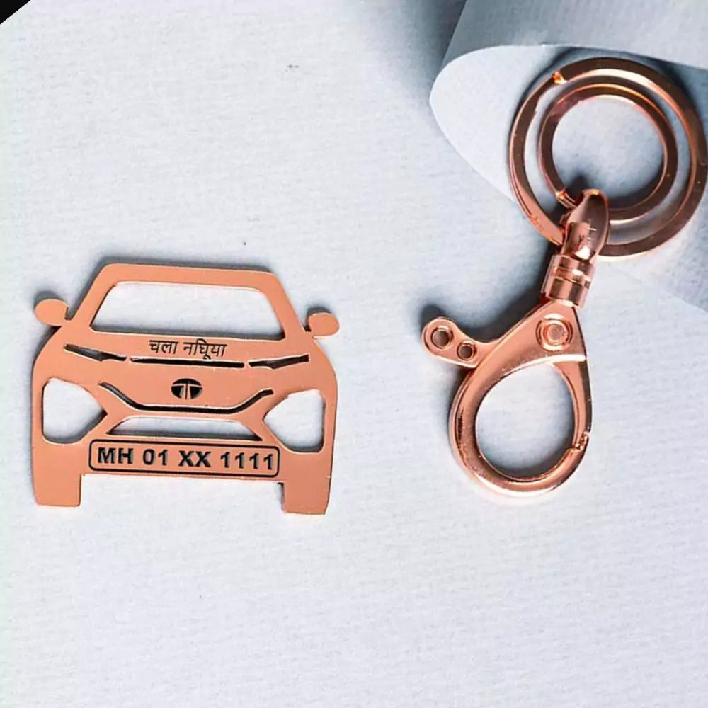 Anniversary gift for couples, Tata Harrier personalized car keychain