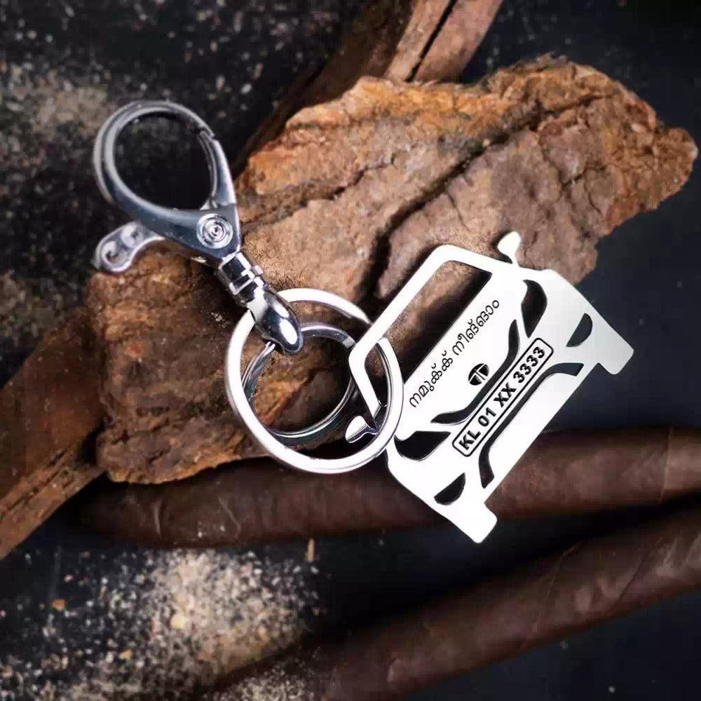 Thoughtful gift to show care, engraved Tata Hexa keychain keepsake