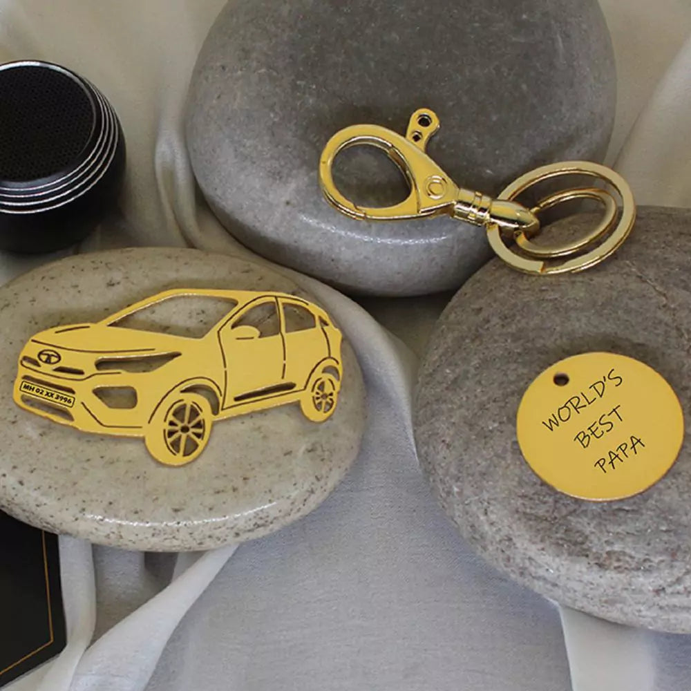 Thoughtful gift to show care, engraved Tata Nexon keychain keepsake
