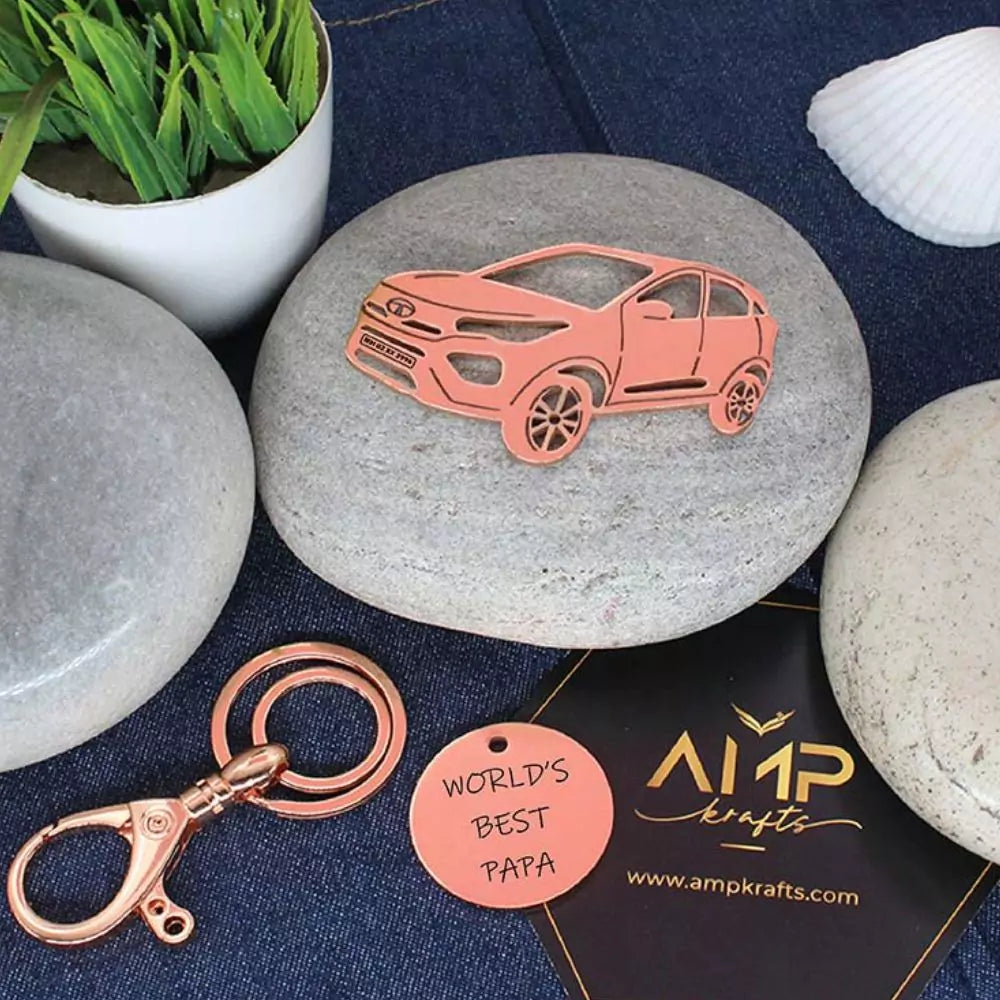 Romantic gift for wife, Tata Nexon customized car keychain