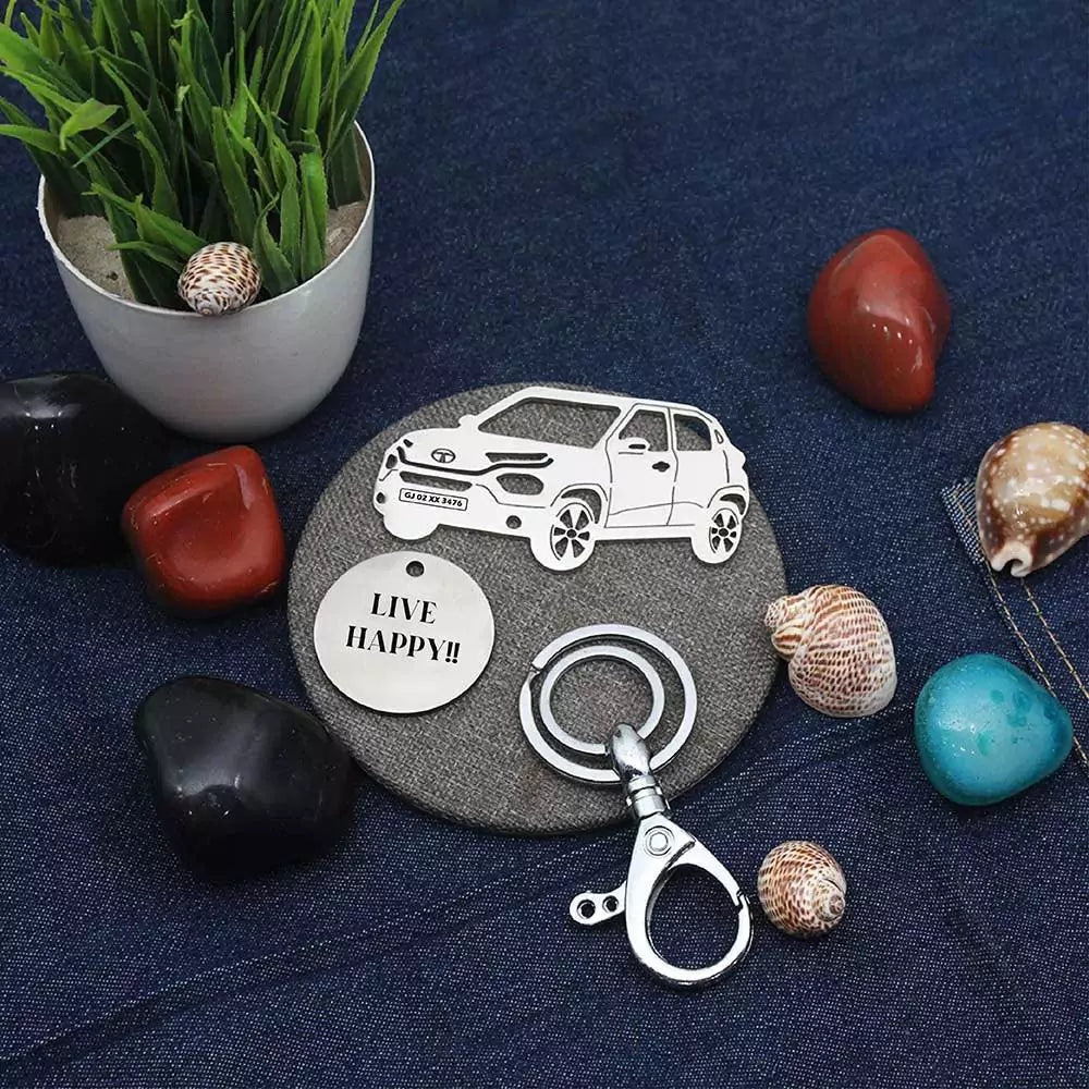 Emotional gift for dad, personalized Tata Punch 2021 keychain from family