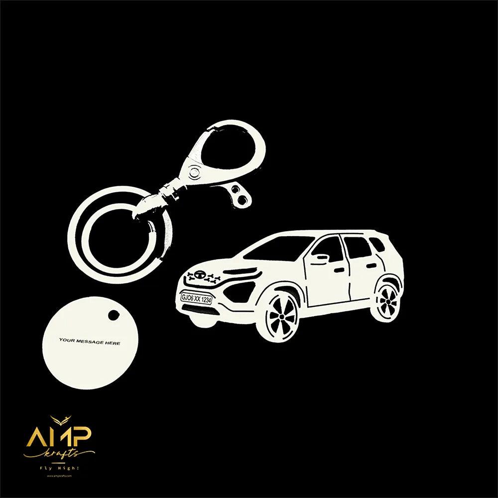 Birthday gift for Tata Safari new model owner, customized metal keychain