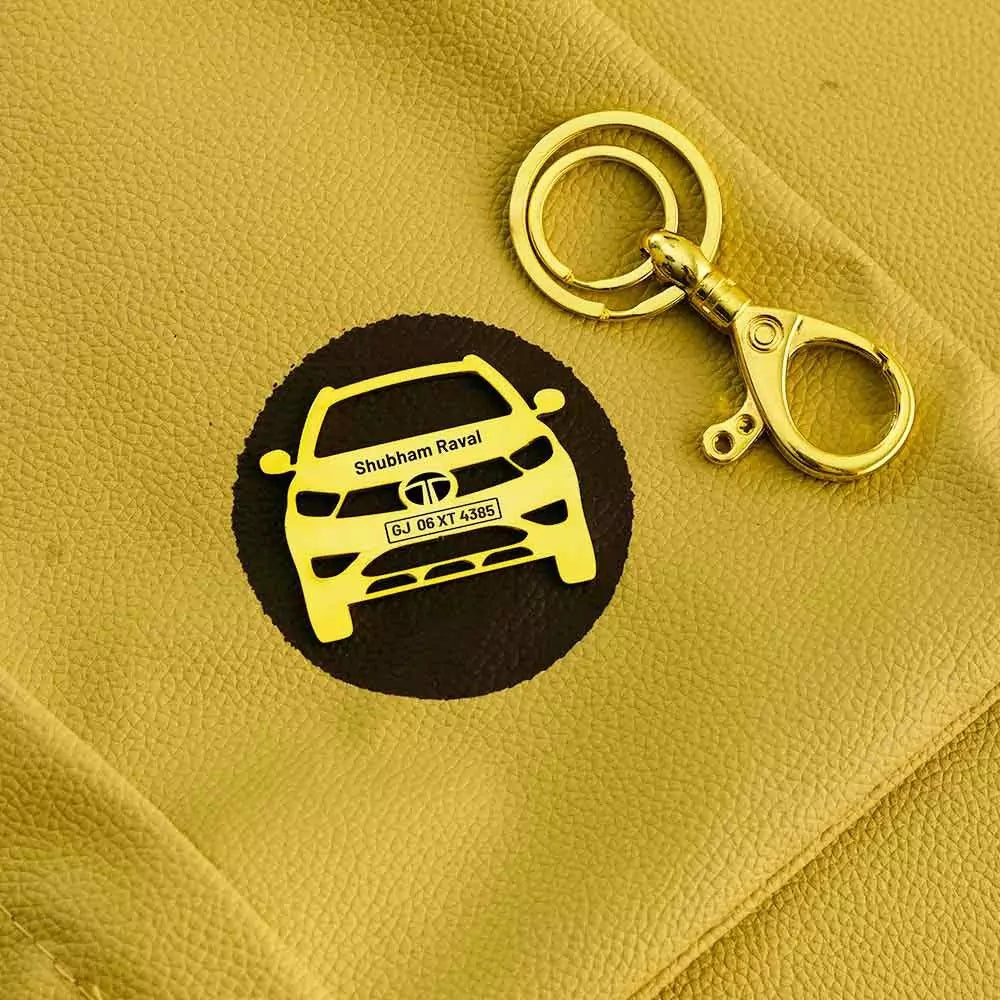 Birthday gift for Tata Tiago NRG owner, customized metal keychain