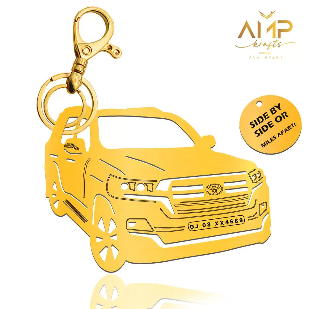 Gold Toyota Land Cruiser keychain personalized gift for husband