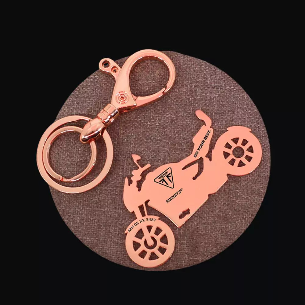 Custom engraved Rocket 3GT keychain made with care