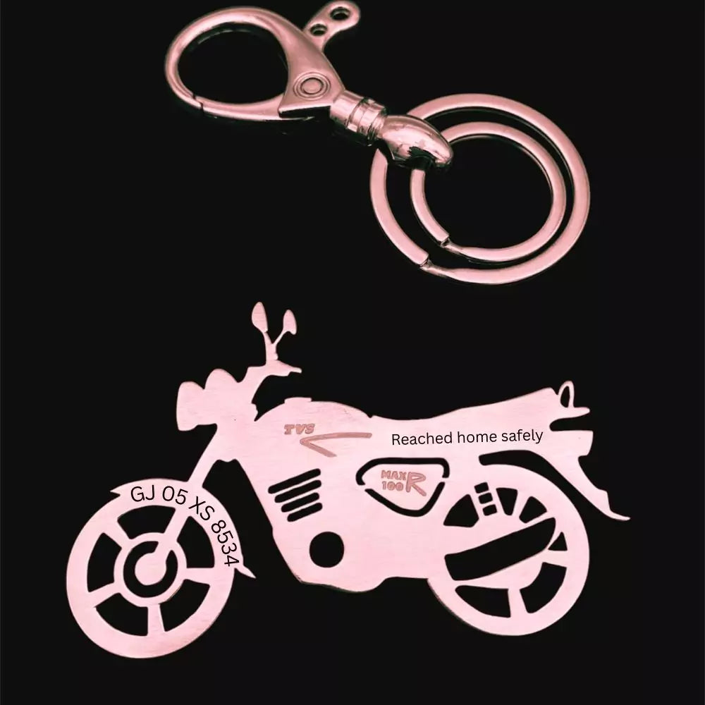 TVS MAX 100 engraved metal keychain stainless steel and brass