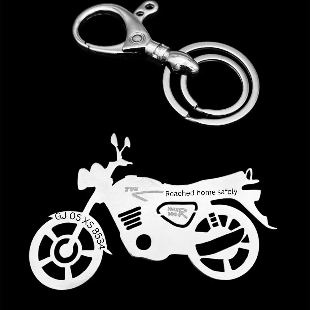 TVS MAX 100 personalized stainless steel keychain