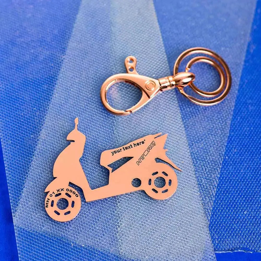 Name engraved scooter key accessory for TVS Ntorq