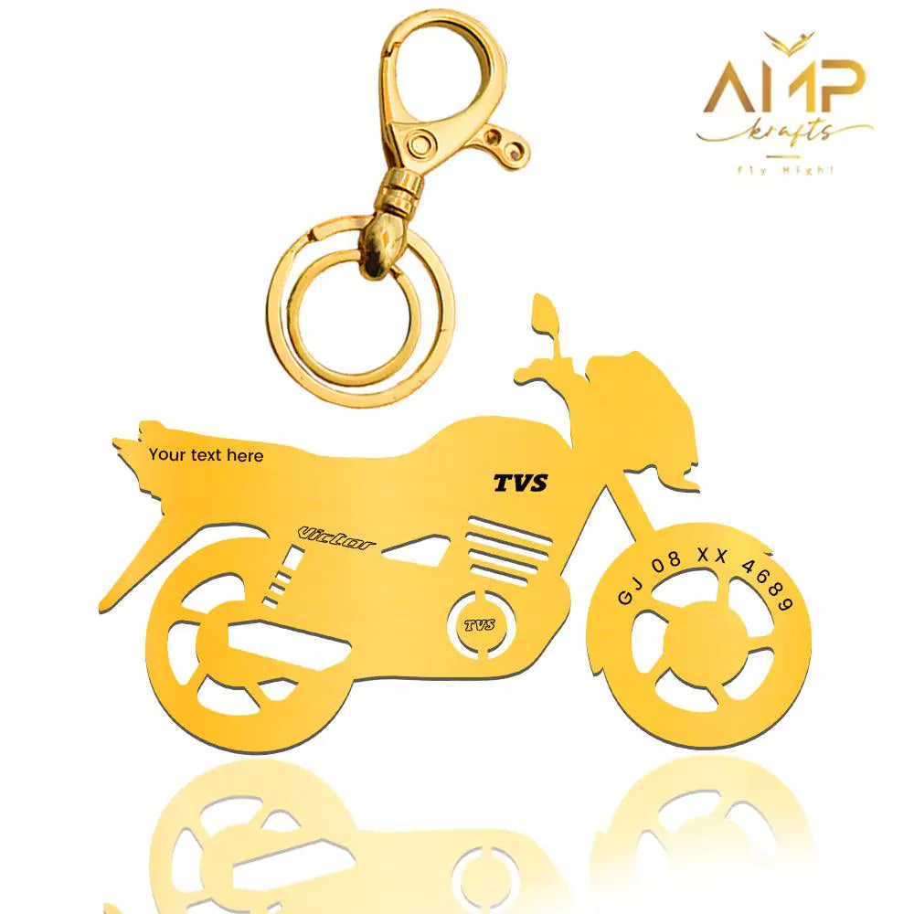 TVS Victor bike keychain stainless steel premium finish