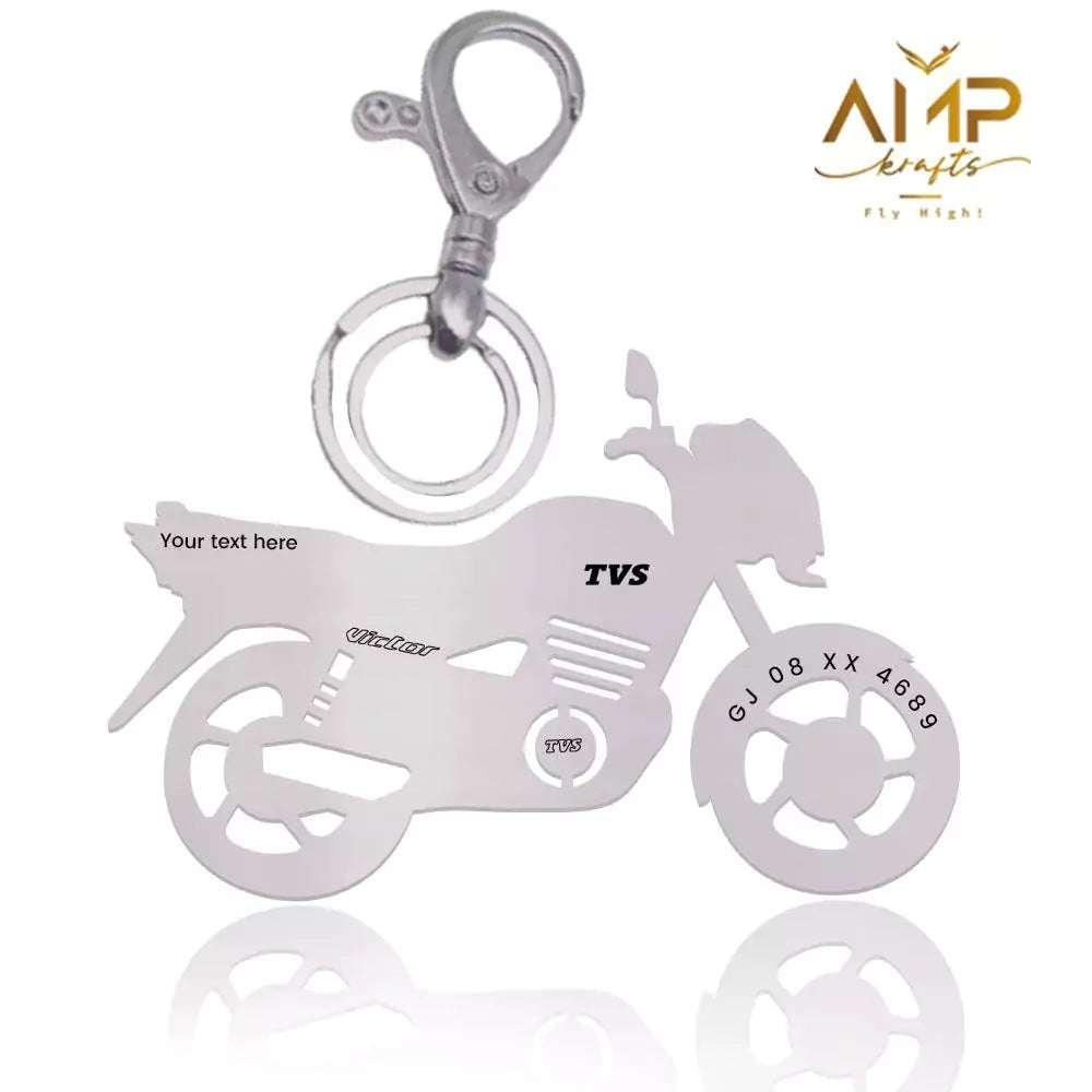 Custom name TVS Victor keyring for bike riders