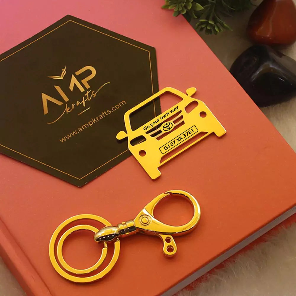 Gold finish Toyota keychain personalized gift