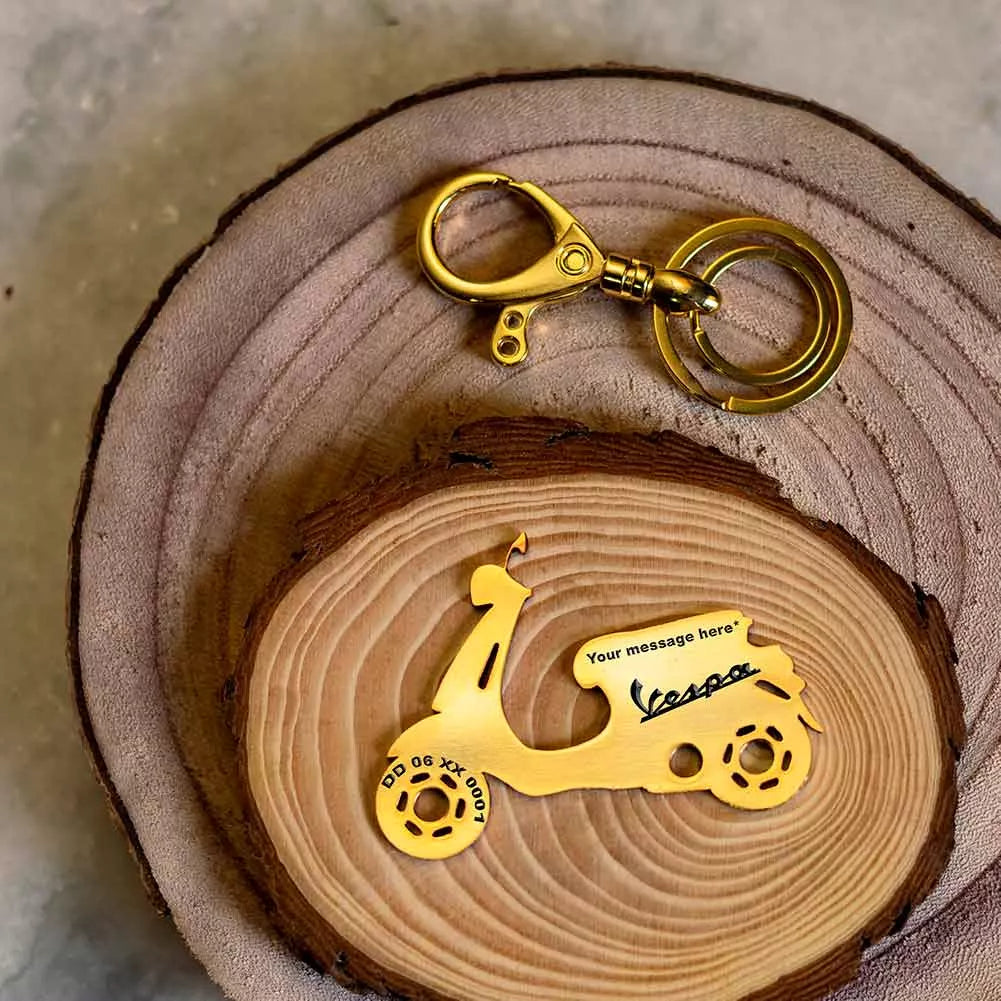 Scooter Keychains Vespa Keychain – Classic Engraved Metal Scooter Keyring Premium – Ampkrafts