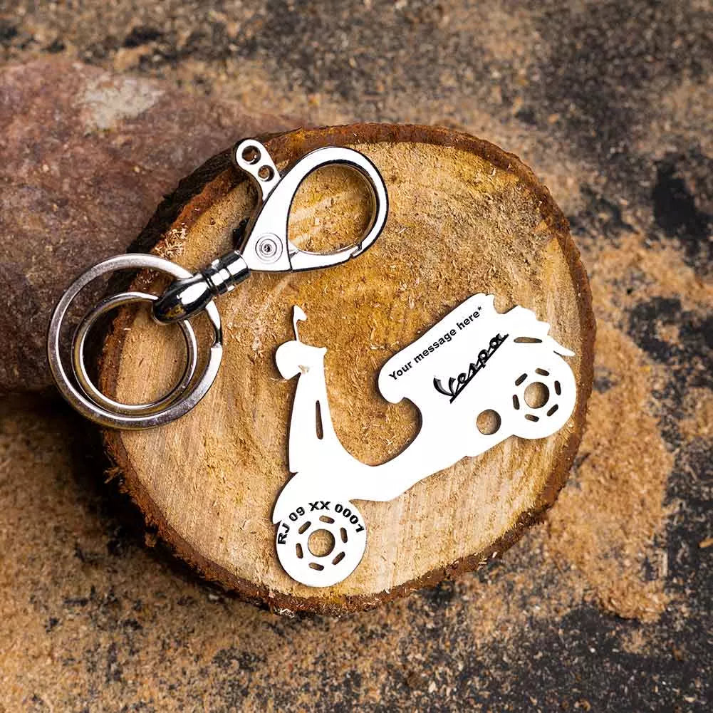 Scooter Keychains Vespa Keychain – Classic Engraved Metal Scooter Keyring Premium – Ampkrafts