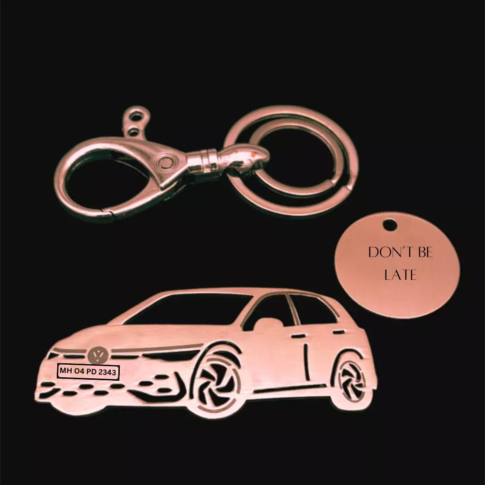 Golf GTI sporty silhouette engraved keychain premium finish