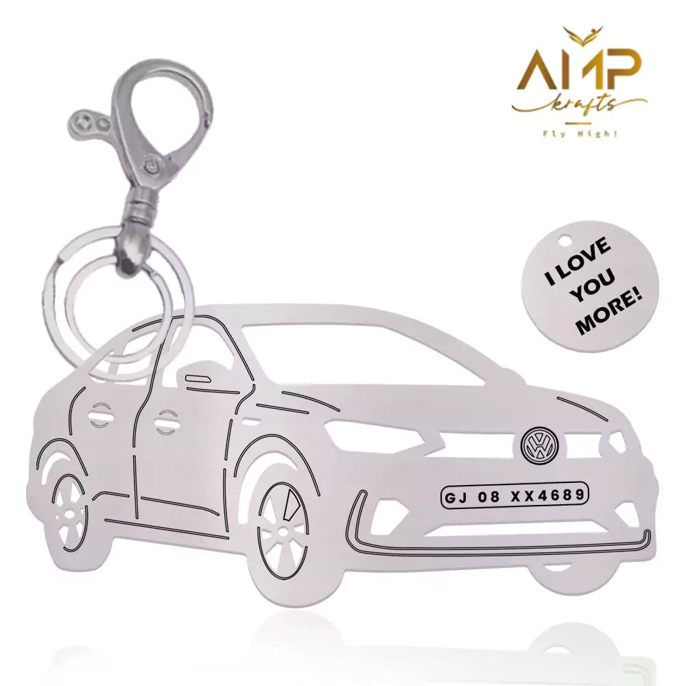 Custom name keychain designed for Volkswagen Virtus owners