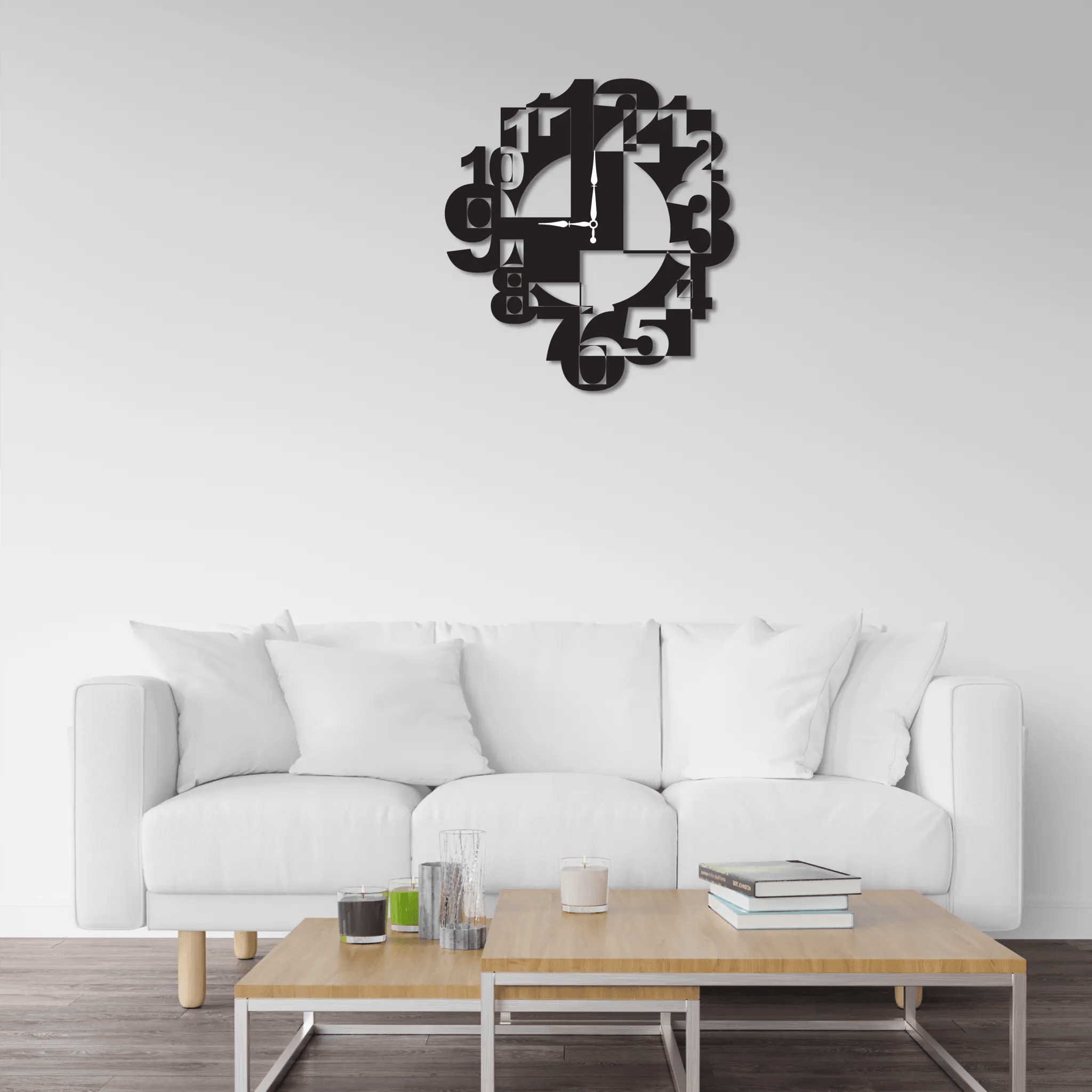 Wall Clock with Big Numbers, Metal Modern Design, Expansive Design, Metal Construction, Numbers Display, Industrial Wall Clock, New House Present