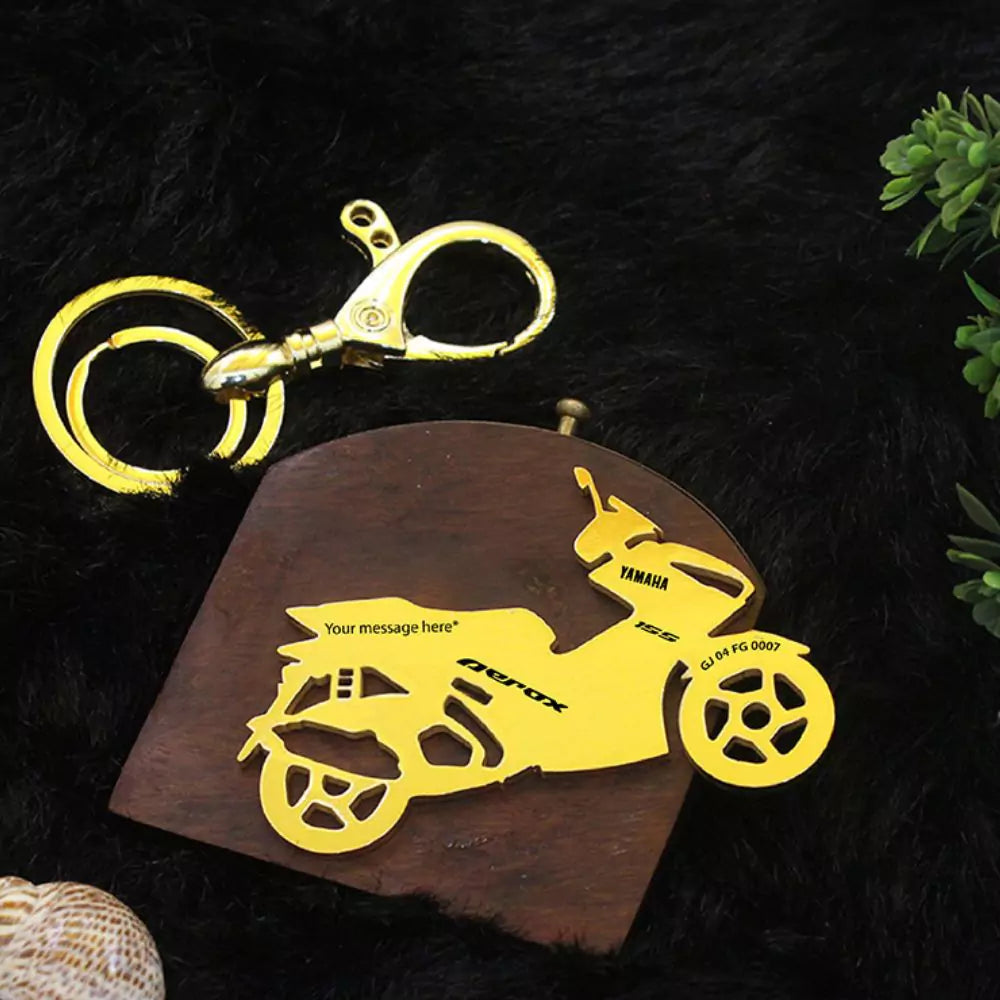 Personalized Yamaha Aerox 155 keychain with custom name engraving