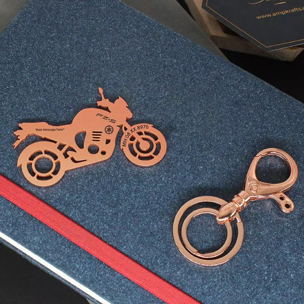 Premium metal keychain designed for Yamaha FZ riders