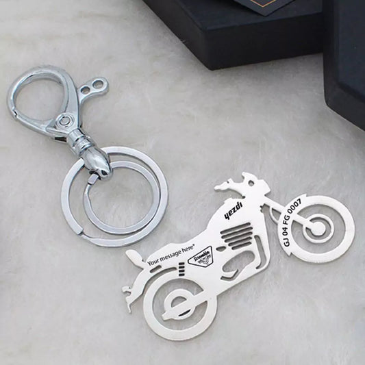 Personalized Yezdi Roadster 2022 keychain gift for bikers, custom engraved stainless steel tag