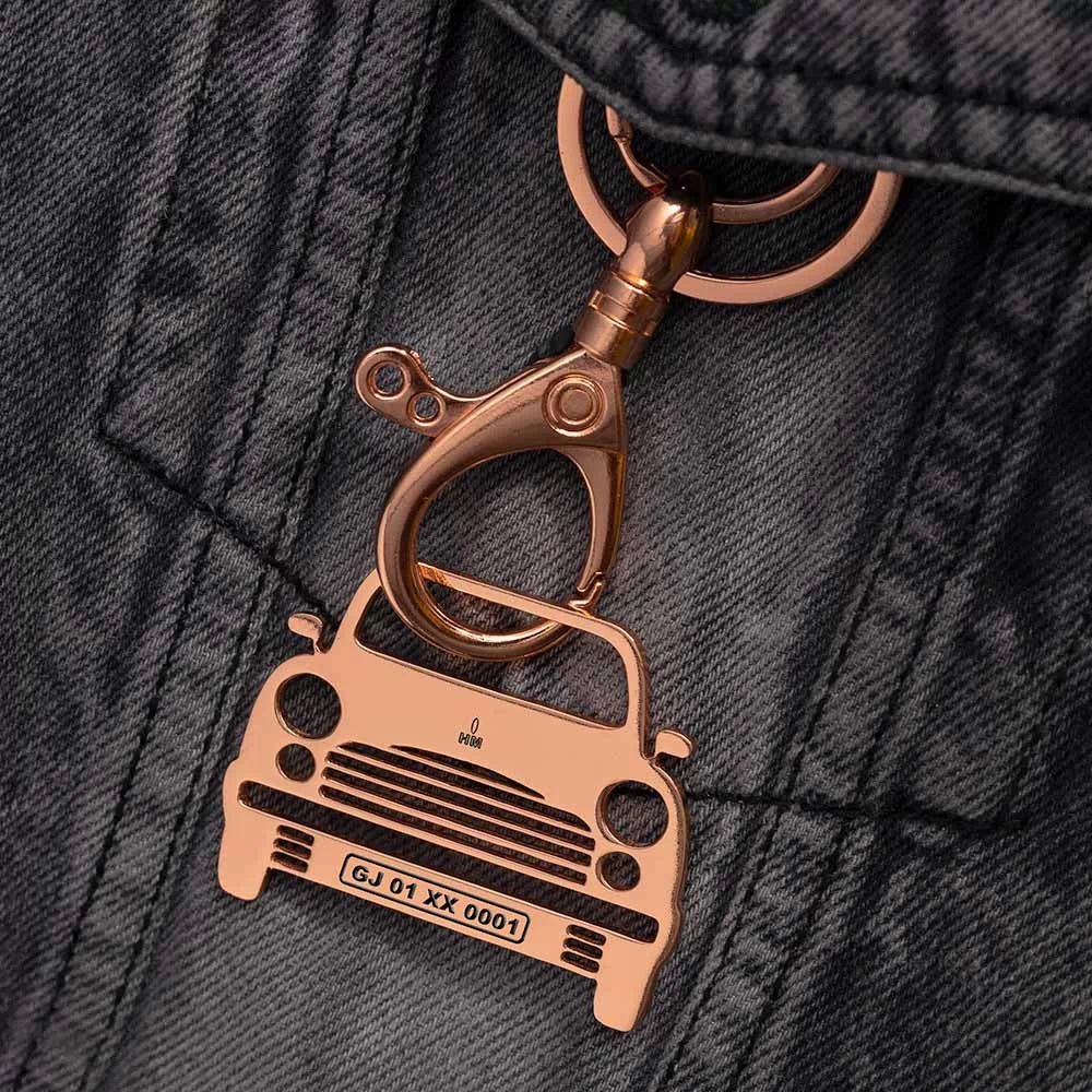 Ambasator front view car keychain rose gold