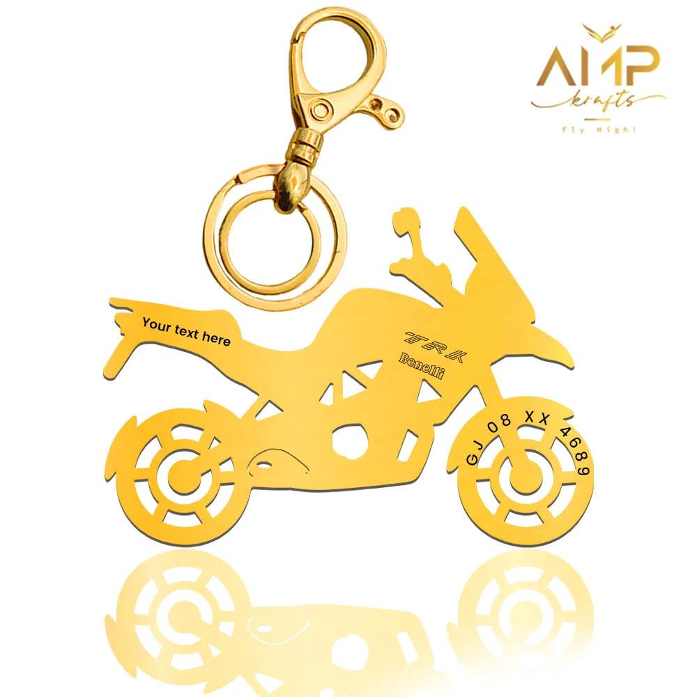 Benelli TRK 251 name keychain in premium metal for everyday bike keys