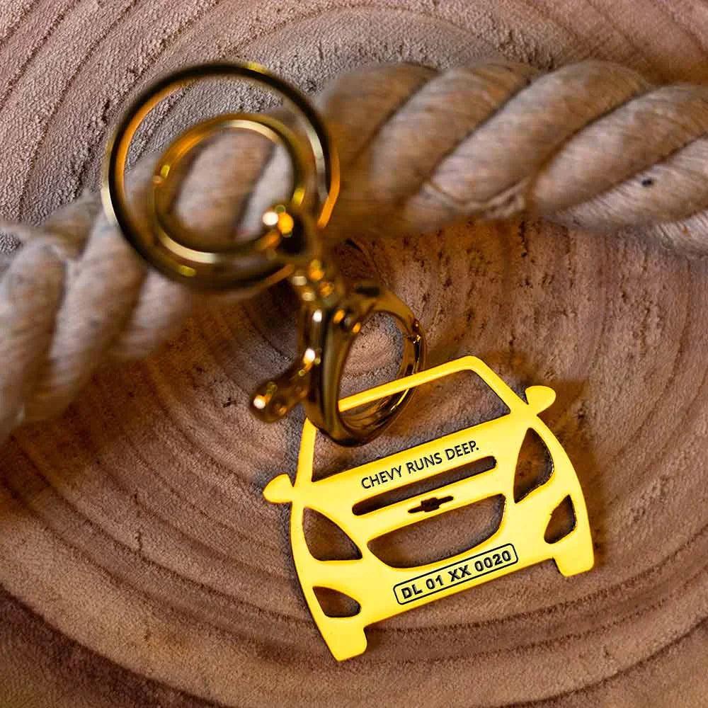 Stylish metal keychain designed for Chevrolet Beat owners