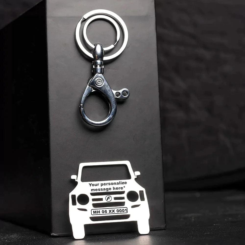 Stainless Steel Car Keychain with Shiny Gloss Finish personalized with your name/message and car number. This Industrial Laser Cut Car Keychain Made With Premium Grade Force Toofan Car Personalized Custom Name Number Plate Message Stainless Steel Keychain - FREE SHIPPING IN INDIA from Rs. 999.00 Rs. 1699.00  ampkrafts 