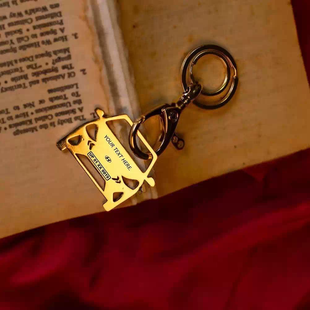 Anniversary gift for couples, Hyundai Aura personalized car keychain