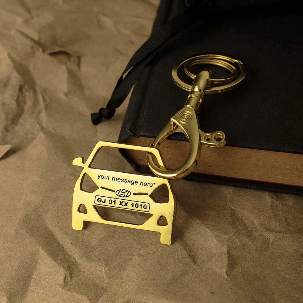 Stylish metal keychain for Hyundai Eon, engraved with name or initials 