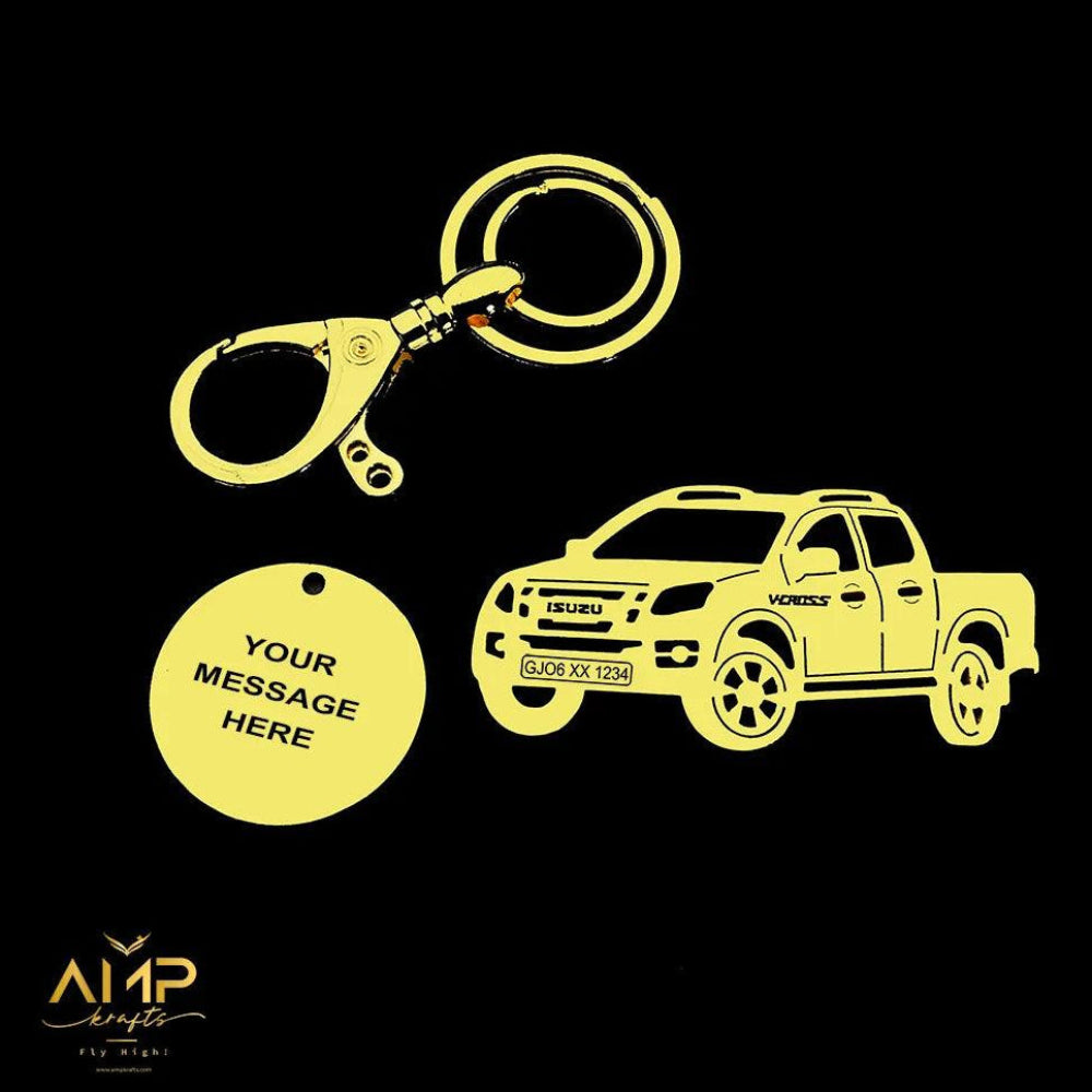 Custom metal keychain for Isuzu V-Cross pickup owners