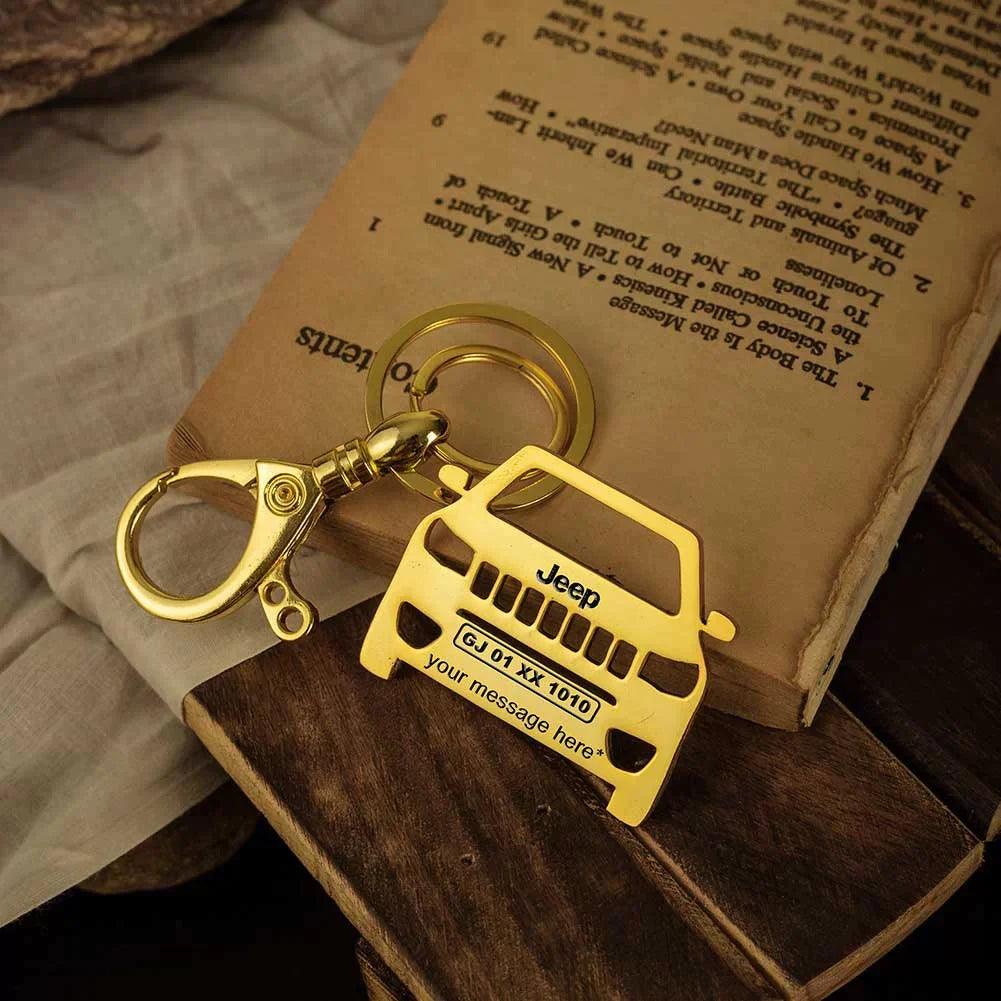 Buy personalized jeep compass keychains gold keychain