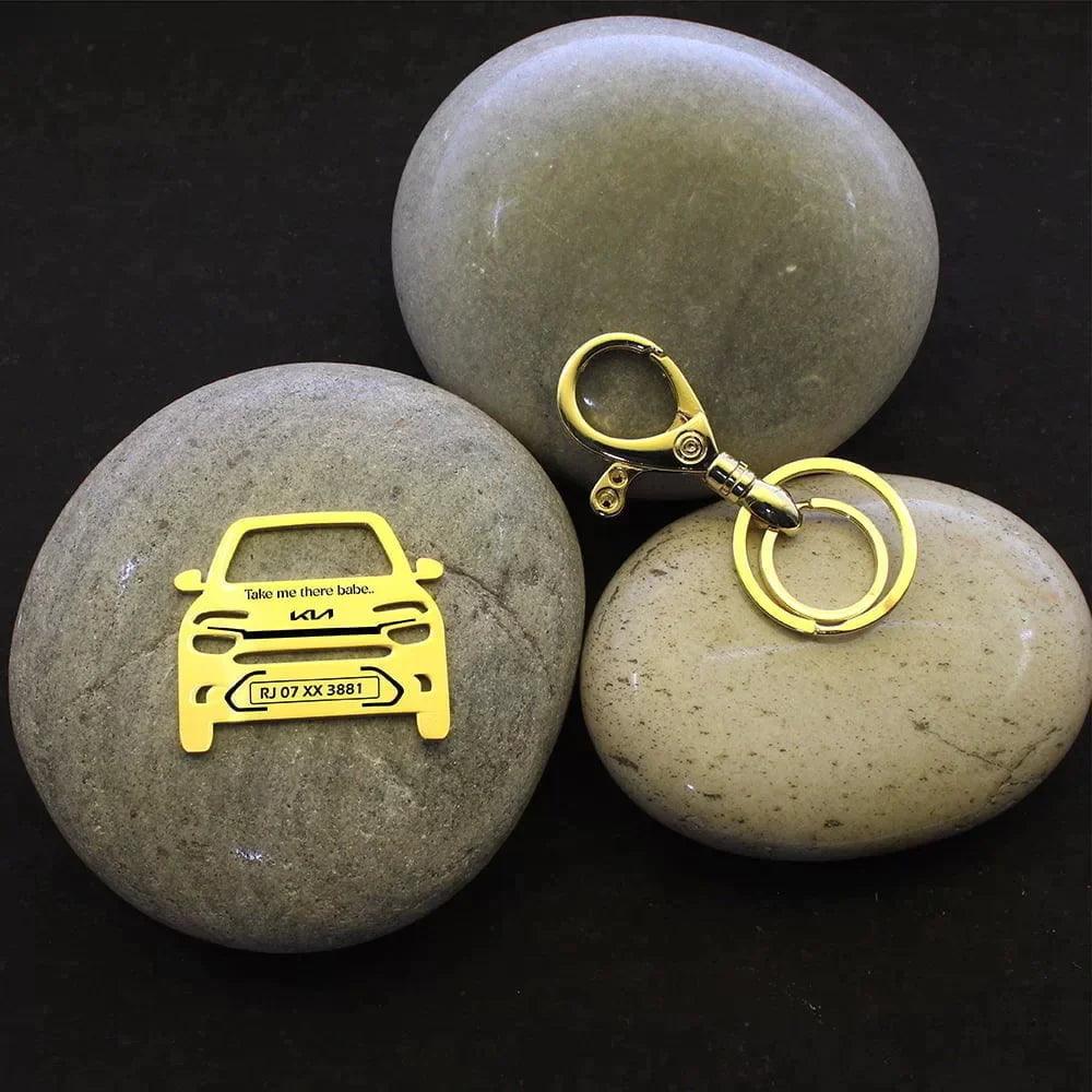 Kia Carens Keychain Front View Gold