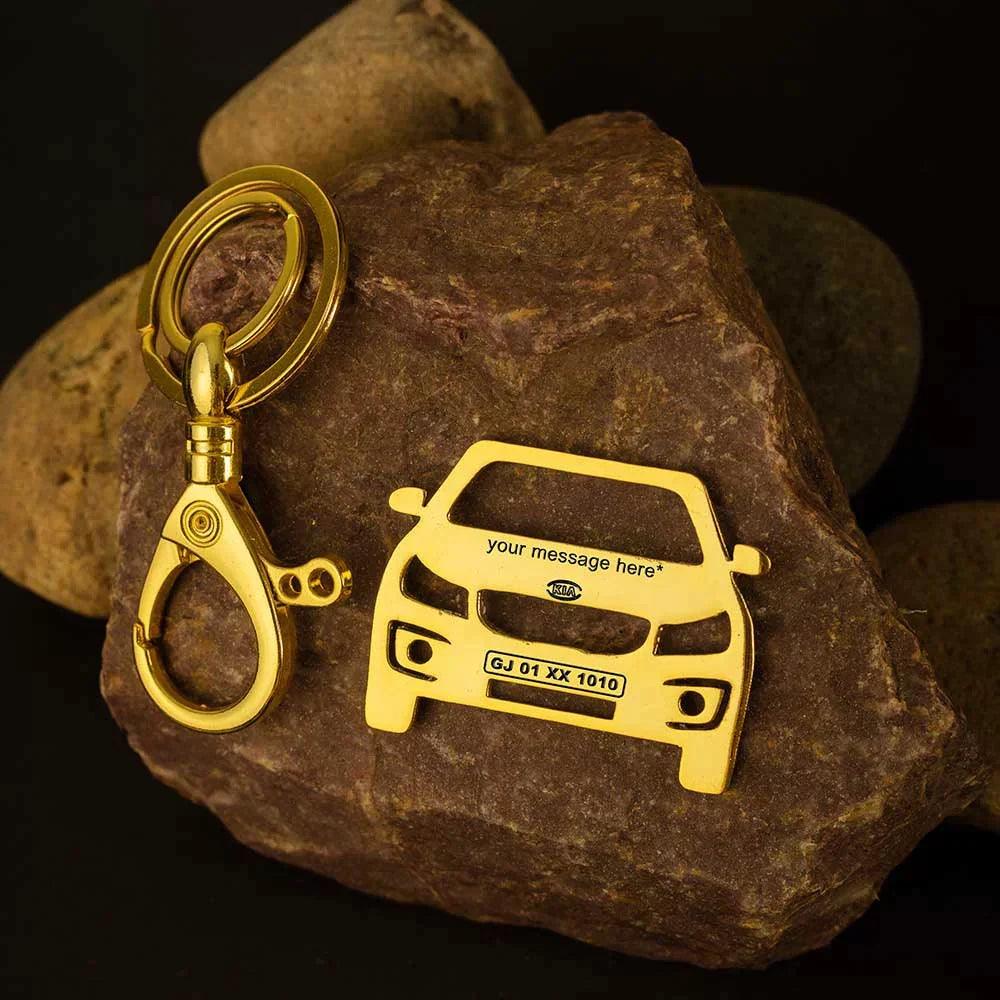 kia carnival personalised silver name and number plate keychain from ampkrafts