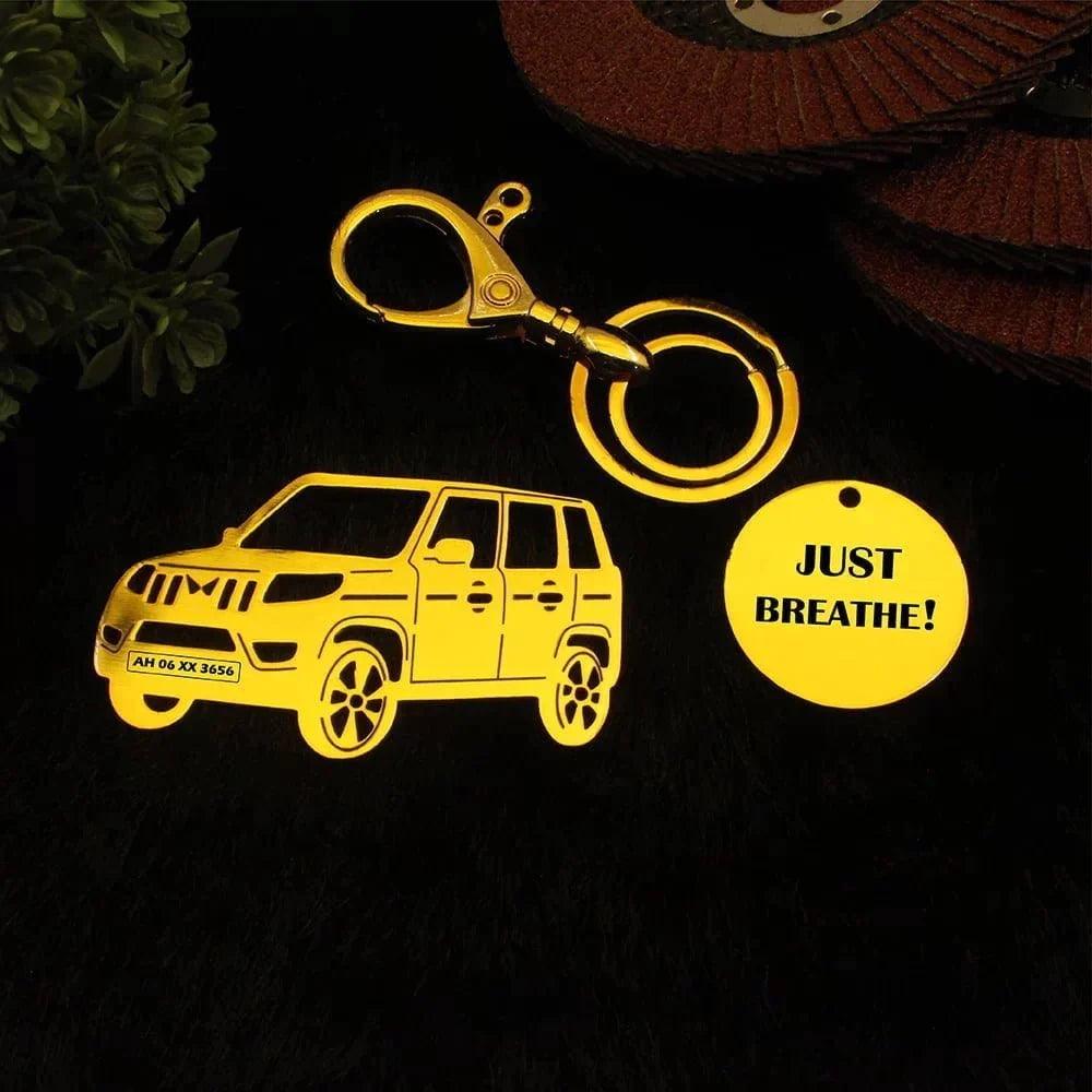 Premium Mahindra Bolero Neo keychain with sleek metal finish