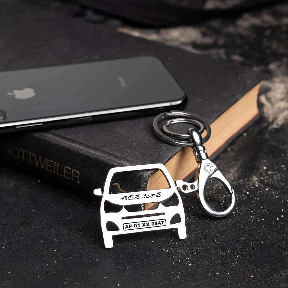 Maruti suzuki alto personalized keychains , name and number plate keychain , perfect gift for men , perfect gift for new car  