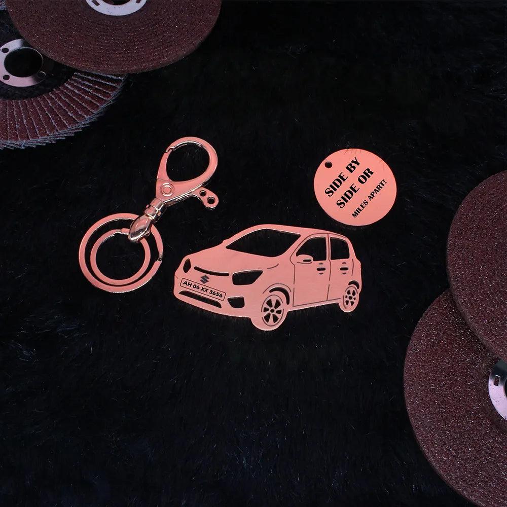 Customizable with name and number plate 💌➤Laser-engraved details for a premium finish 💯➤ Available in silver, gold, and rose gold finishes 😊➤Cash on delivery (COD) for hassle-free delivery ✅➤Perfect gift for car enthusiasts and Maruti Suzuki Celerio (2022) owners 🎁Personalized keychain for Maruti Suzuki Celerio Keychain