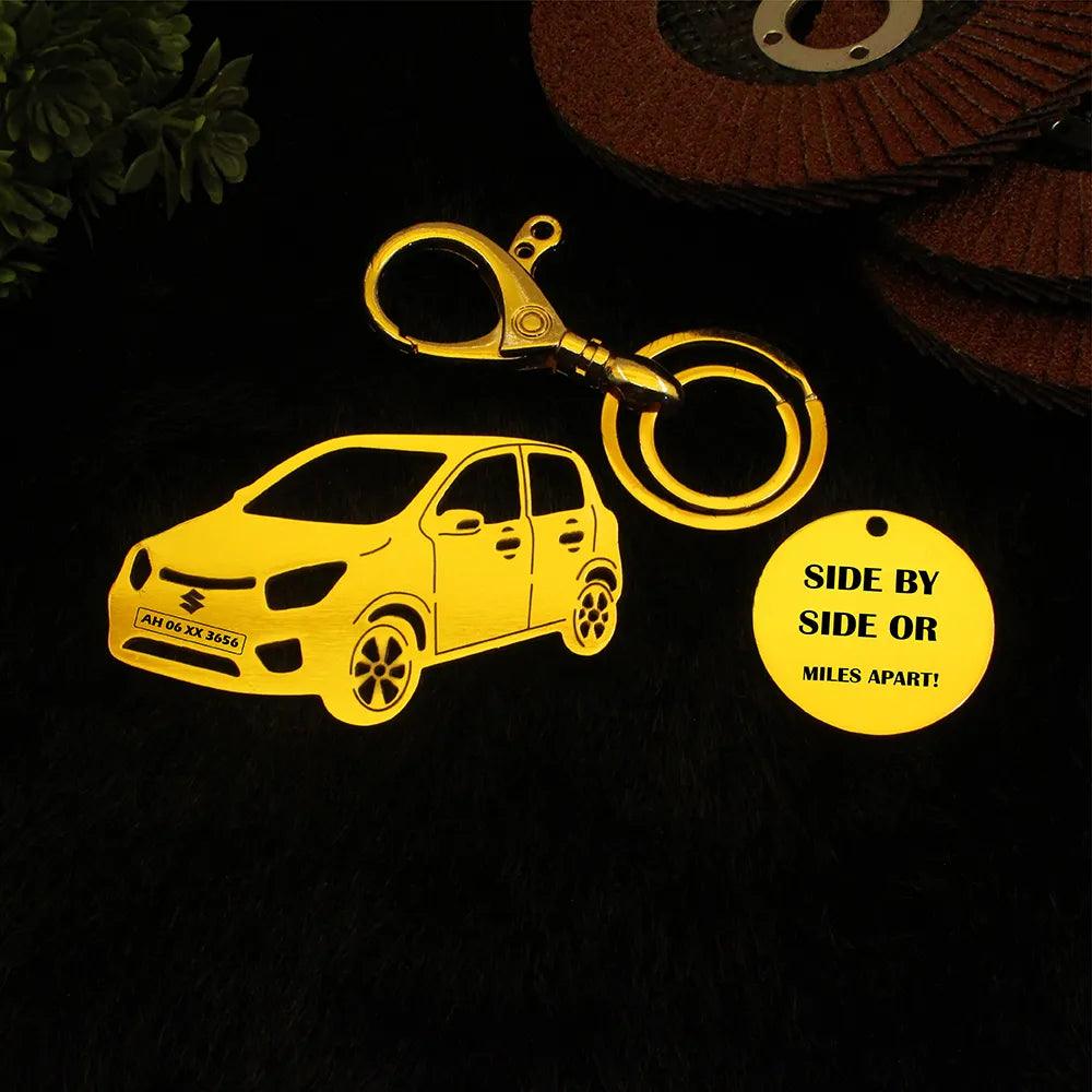 Customizable with name and number plate 💌➤Laser-engraved details for a premium finish 💯➤ Available in silver, gold, and rose gold finishes 😊➤Cash on delivery (COD) for hassle-free delivery ✅➤Perfect gift for car enthusiasts and Maruti Suzuki Celerio (2022) owners 🎁Personalized keychain for Maruti Suzuki Celerio Keychain