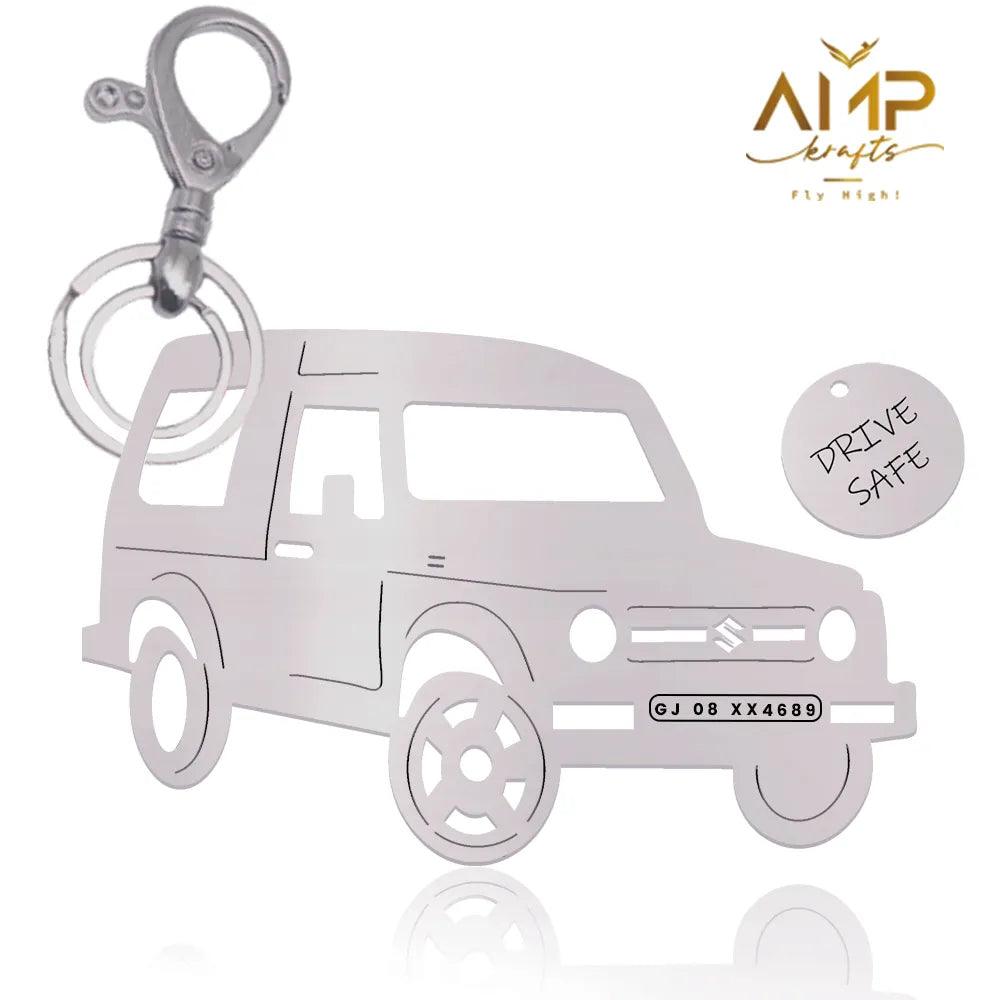 Personalized Name & Number Plate keychain | Maruti Suzuki Gypsy Keychain