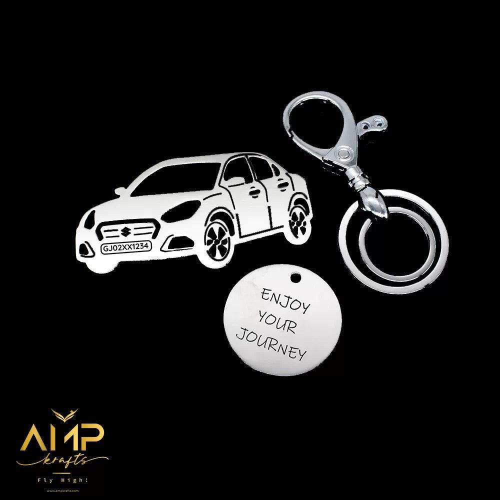 Personalized Name & Number Plate keychain | Maruti Suzuki Swift Dzire (2022) Keychain