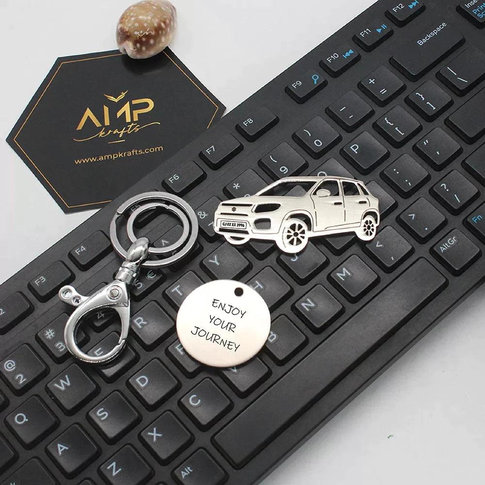 Personalized Name & Number Plate keychain | Maruti Suzuki Vitara Brezza (2021) Keychain