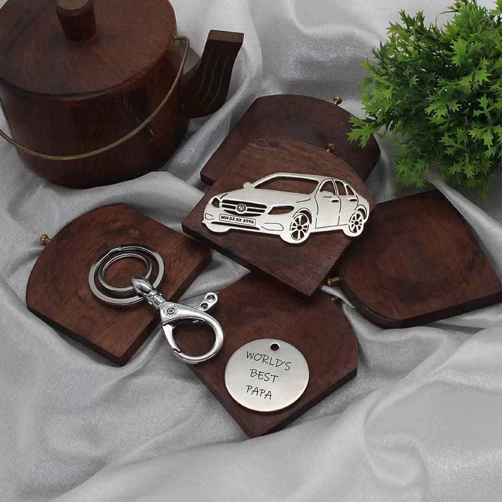 Personalized Name & Number Plate keychain | Mercedes Benz E-Class Keychain