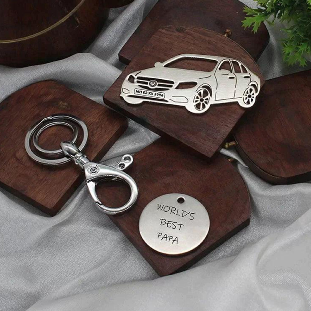 Personalized Name & Number Plate keychain | Mercedes Benz E-Class Keychain