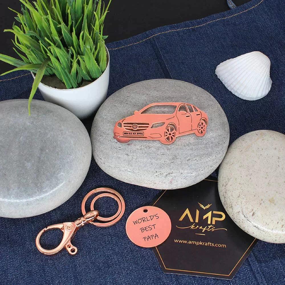 Personalized Name & Number Plate keychain | Mercedes Benz E-Class Keychain