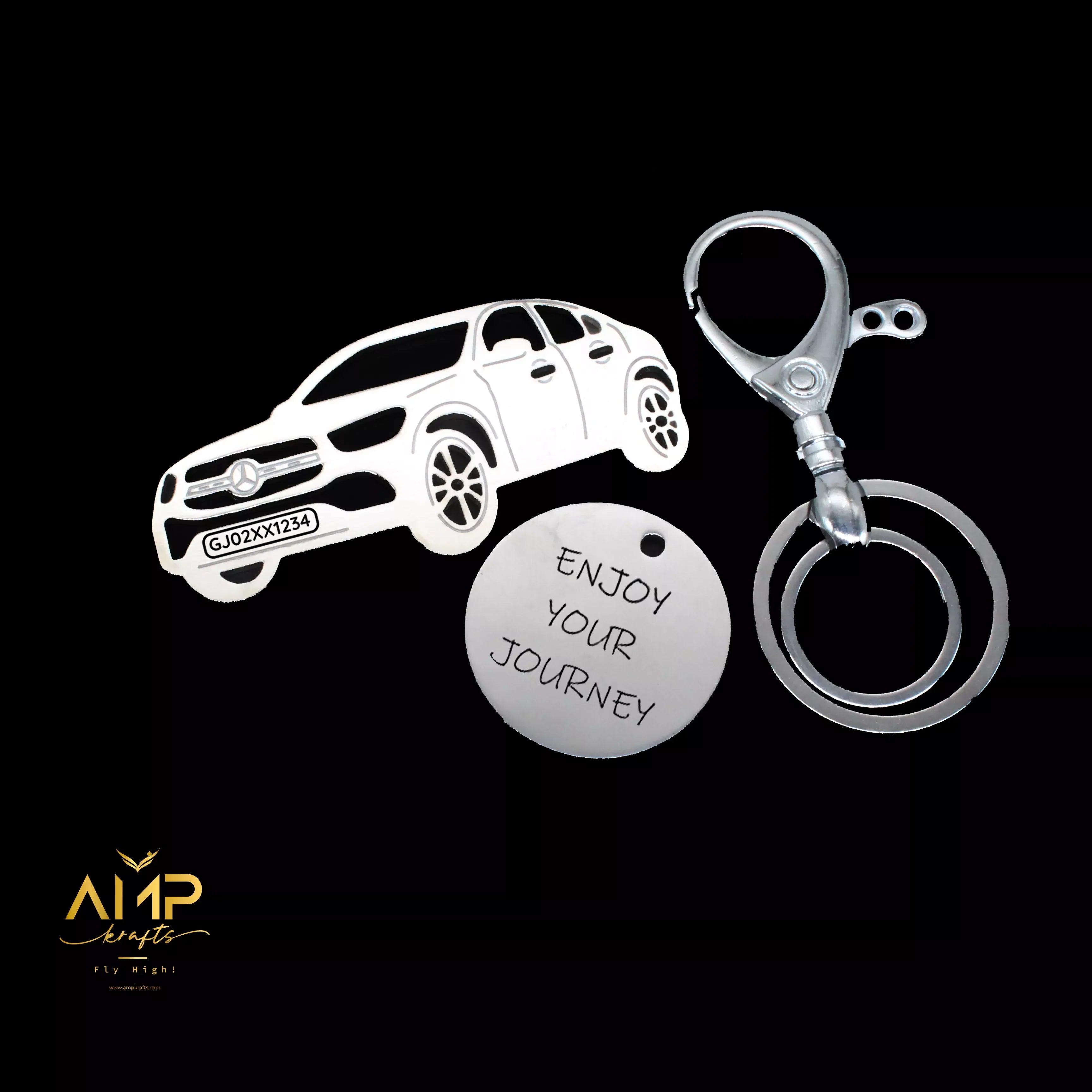 Personalized Name & Number Plate keychain | Mercedes Benz GLC 300 Keychain